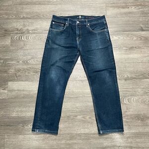 7 For All Mankind Jeans Mens 36x27 Blue The Straight Dark Wash Denim